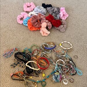 Assorted Hair Scrunchies and Jewelry Set